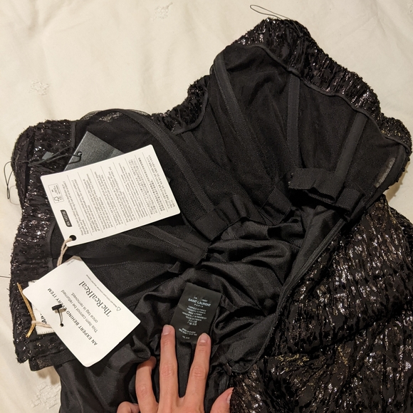 NWT Saint Laurent Strapless gathered metallic fil coupé mini dress FR38/US6 - Picture 8 of 9